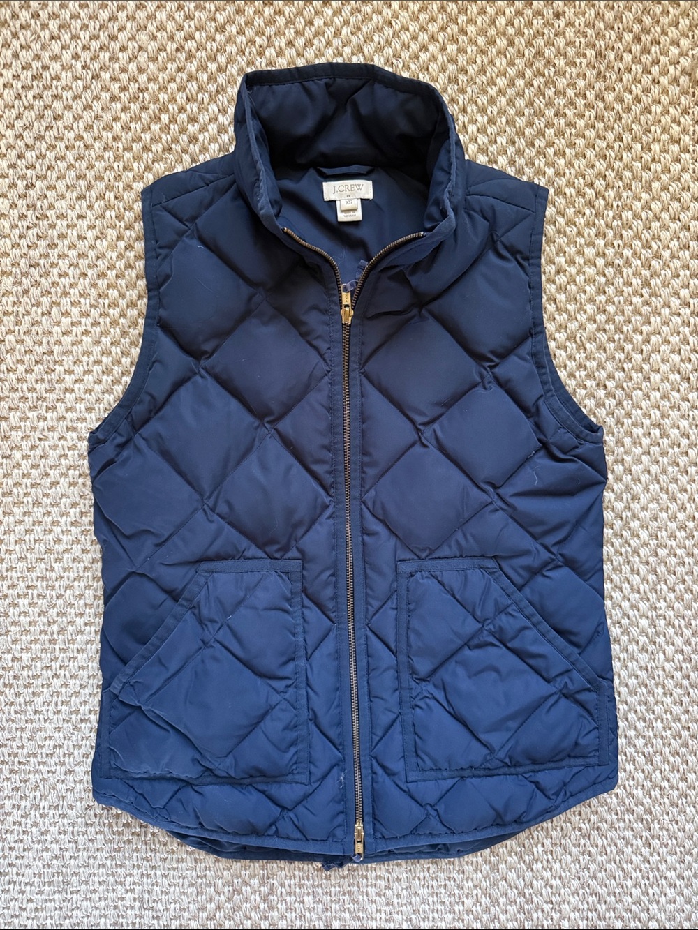 J. Crew Navy Quilted Diamond Puffer Vest